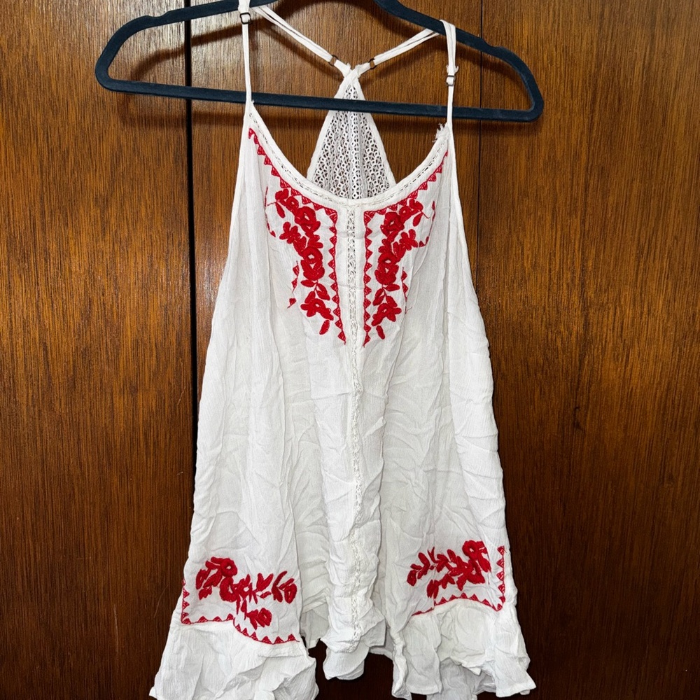 White top with Red Embroidery